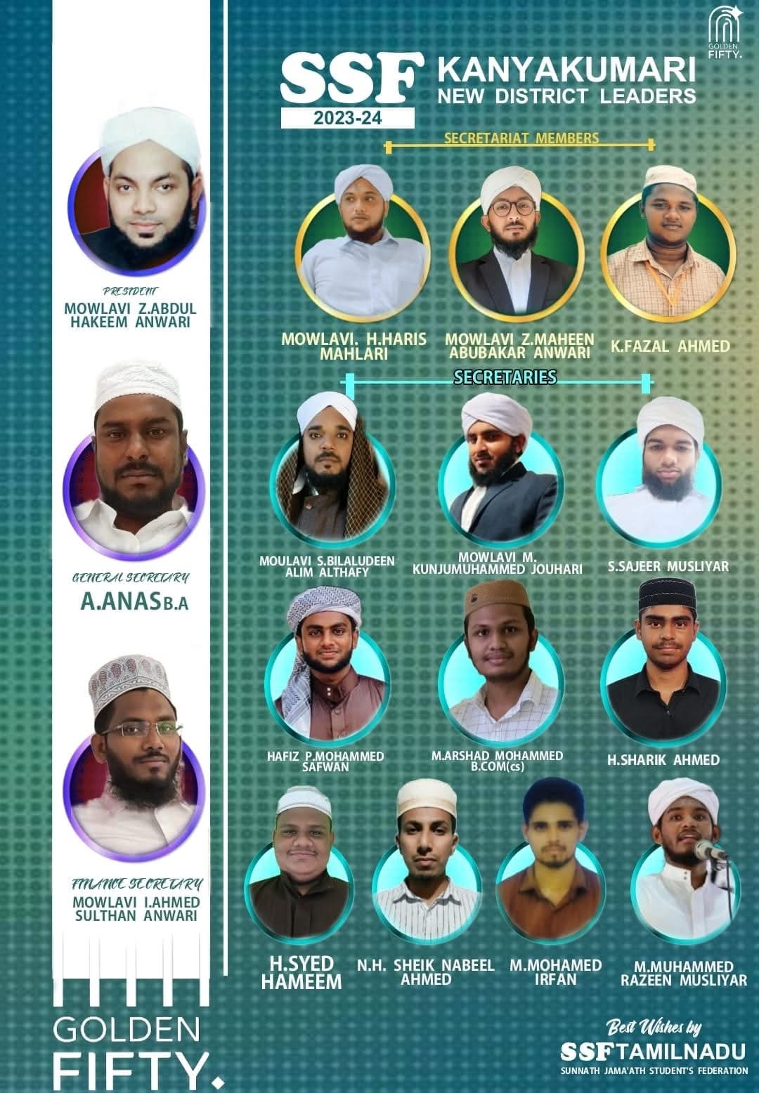 சுன்னத் ஜமாஅத் மாணவர் அமைப்பு குமரி மாவட்டம்..2023_2024நிர்வாகிகள்..